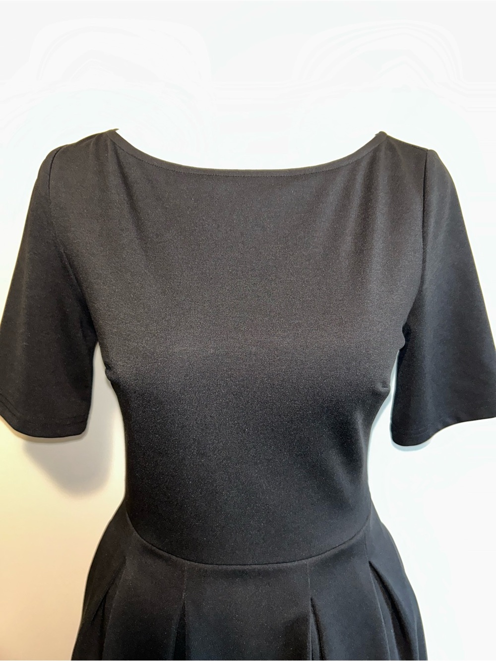 Women’s Black Midi Fit-and-Flare Dress - Picture 3 of 3